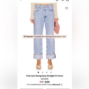 AGOLDE Fran Low Slung Easy Straight Jeans - Light Blue